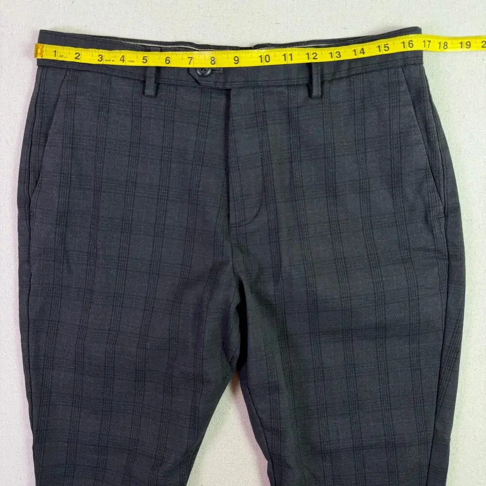 Banana Republic Slim Tapered Gray Plaid Pants Mens 32x30 Preppy Grunge Gothic